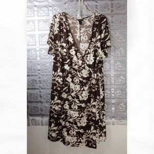 Lane Bryant Floral Faux Wrap Buckle Dress